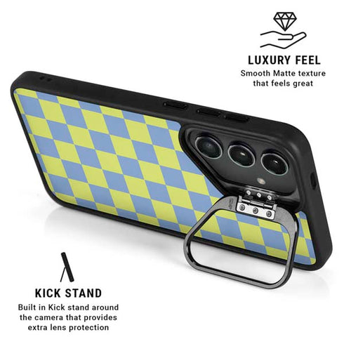 Neon Checkered Galaxy S24 Kickstand Case